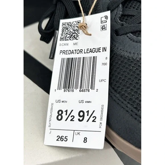 Adidas Predator League IN ID3781 Indoor Soccer Shoes Black Men's Size 8.5 NIB